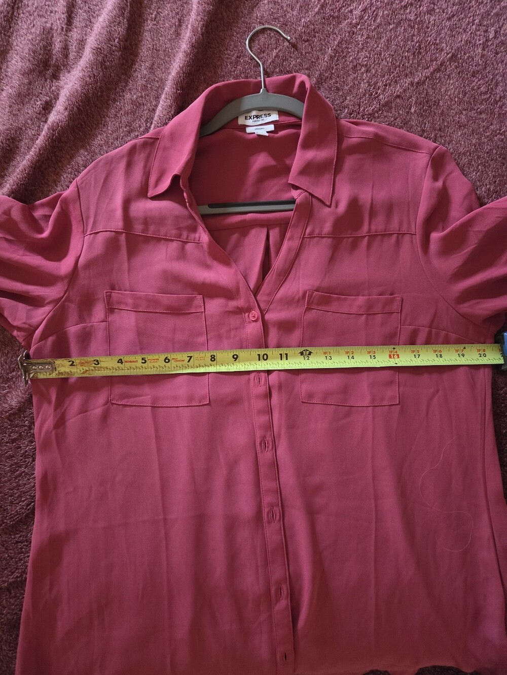 NWOT Express Women's ROSE PINK Button-Front Blouse - Picture 3 of 3